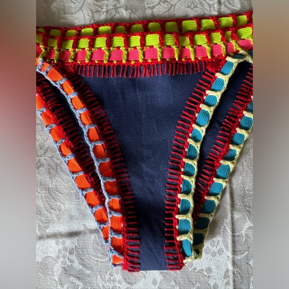 Women’s anthropologie navy multi neon bikini bottom Size M - Picture 3 of 9